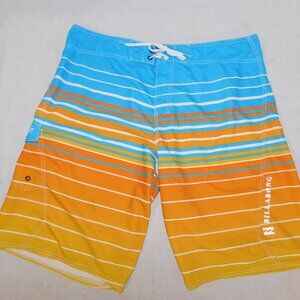 Billabong Platinum X Recycler Mens 38 Orange Blue Striped Unlined Board Shorts